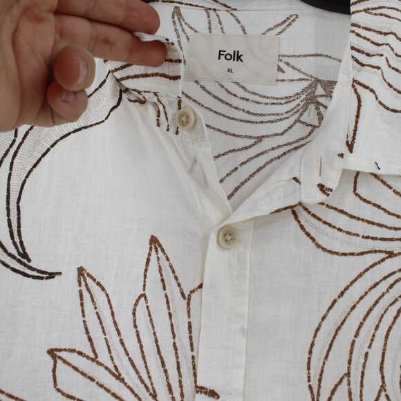 Folk White and Brown Casual Button Down Shirt - Picture 4 of 13
